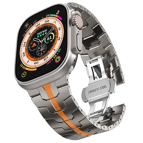 CHANCHY Stainless Steel Band for Apple Watch Band Apple Watch Ultra 3/2/1 Band 49mm, Series 11/10 46mm, 9/8/7 45mm, SE3/SE2/SE 6/5/4 44mm, 3/2/1 42mm, Metal Strap with Folding Clasp for Men - Image 1