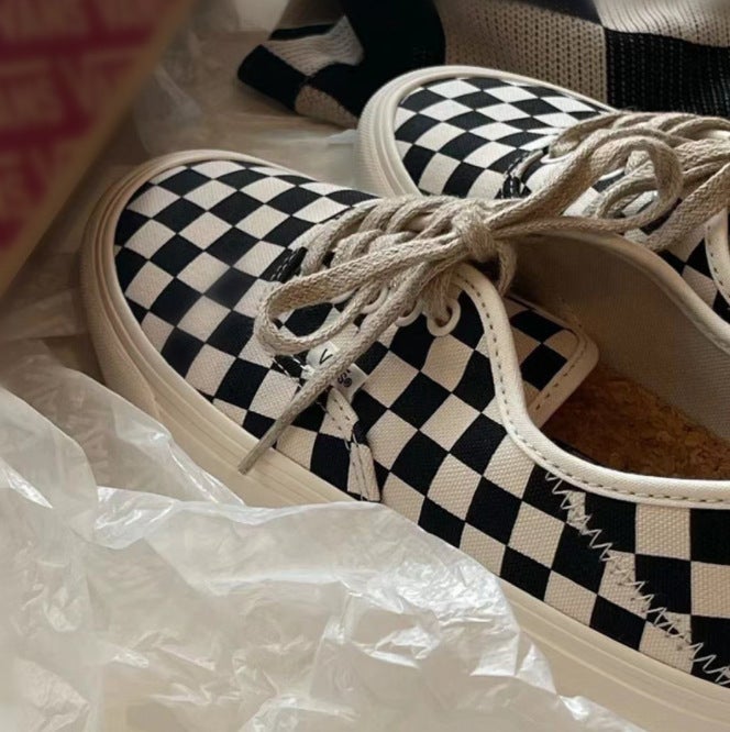Pure Original Vance Leopard Print Couple Canvas Shoes Black And White Checkerboard Anaheim Low-Top Classic Casual Men'S And Women'S Shoes - Image 2