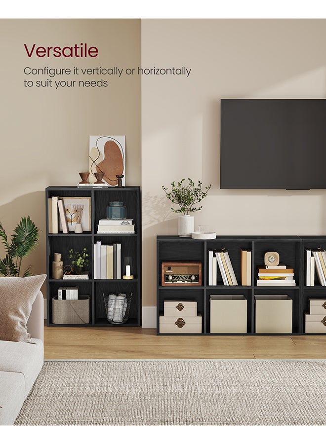 VASAGLE Bookcase, Shelf, Storage Cabinet with 6 Compartments, Freestanding Bookcase, Cube Bookcase, for Living Room, Office, Dining Room, Black - Image 3