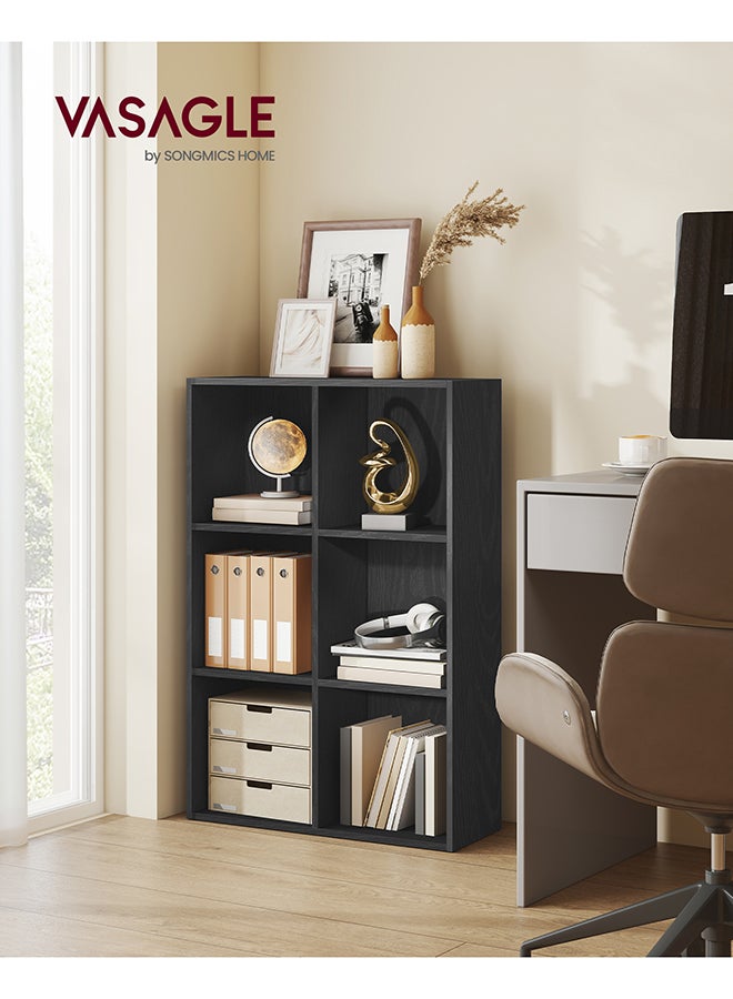 VASAGLE Bookcase, Shelf, Storage Cabinet with 6 Compartments, Freestanding Bookcase, Cube Bookcase, for Living Room, Office, Dining Room, Black - Image 2
