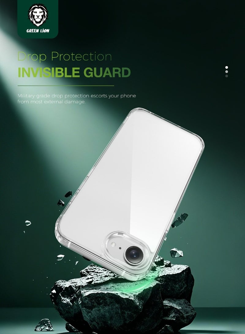 GREEN LION iPhone 16e Crystal Clear Case Camera Safeguard Back Cover with High-Grade Protection &  Enduring Clarity / Anti-yellowing / Scratch Resistant / Drop Protection / Precise Cutouts /  Comfortable Grip - Transparent - Image 3