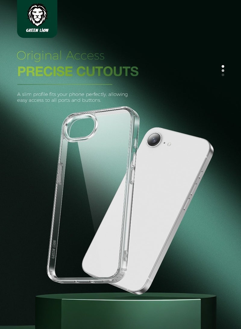 GREEN LION iPhone 16e Crystal Clear Case Camera Safeguard Back Cover with High-Grade Protection &  Enduring Clarity / Anti-yellowing / Scratch Resistant / Drop Protection / Precise Cutouts /  Comfortable Grip - Transparent - Image 5