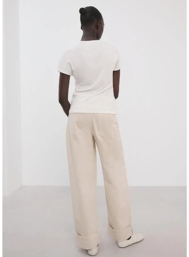 MANGO Short-sleeved cotton-blend t-shirt