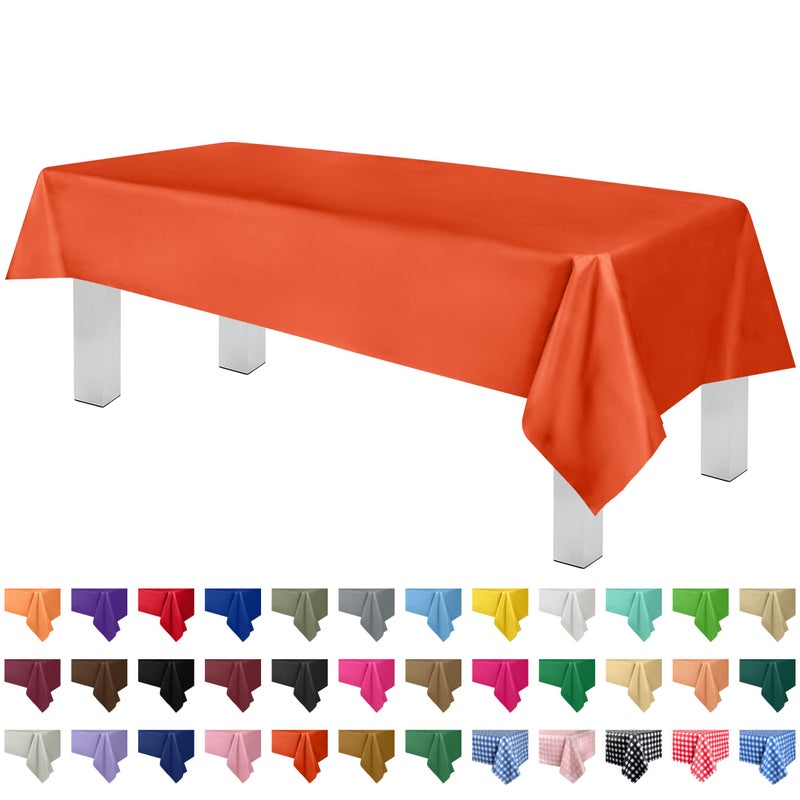 Grandipity 12 Pack Premium Disposable Plastic Tablecloth 54 Inch x 108 Inch Decorative Rectangle Table Cover  Orange