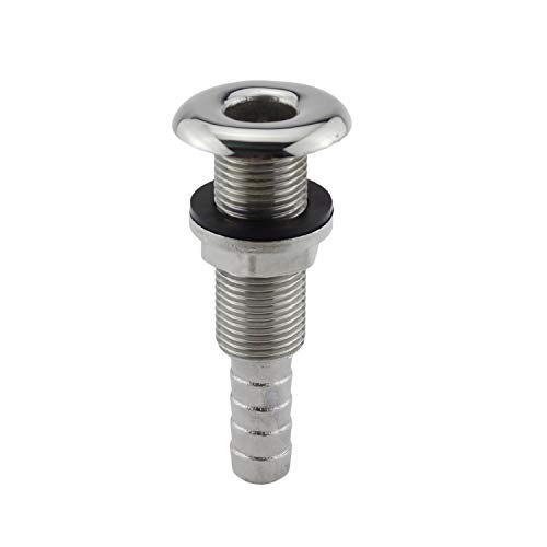 NRC&XRC Marine Grade Stainless Steel Barbed Standard Length Straight 1/2" ID Thru-Hull with Nut&Custom Gasket for Boat - Image 1