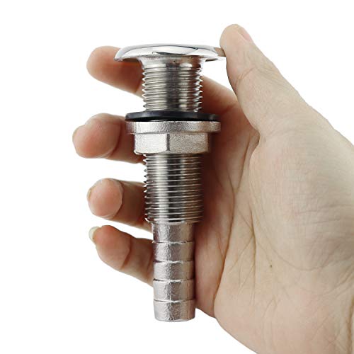 NRC&XRC Marine Grade Stainless Steel Barbed Standard Length Straight 1/2" ID Thru-Hull with Nut&Custom Gasket for Boat - Image 5