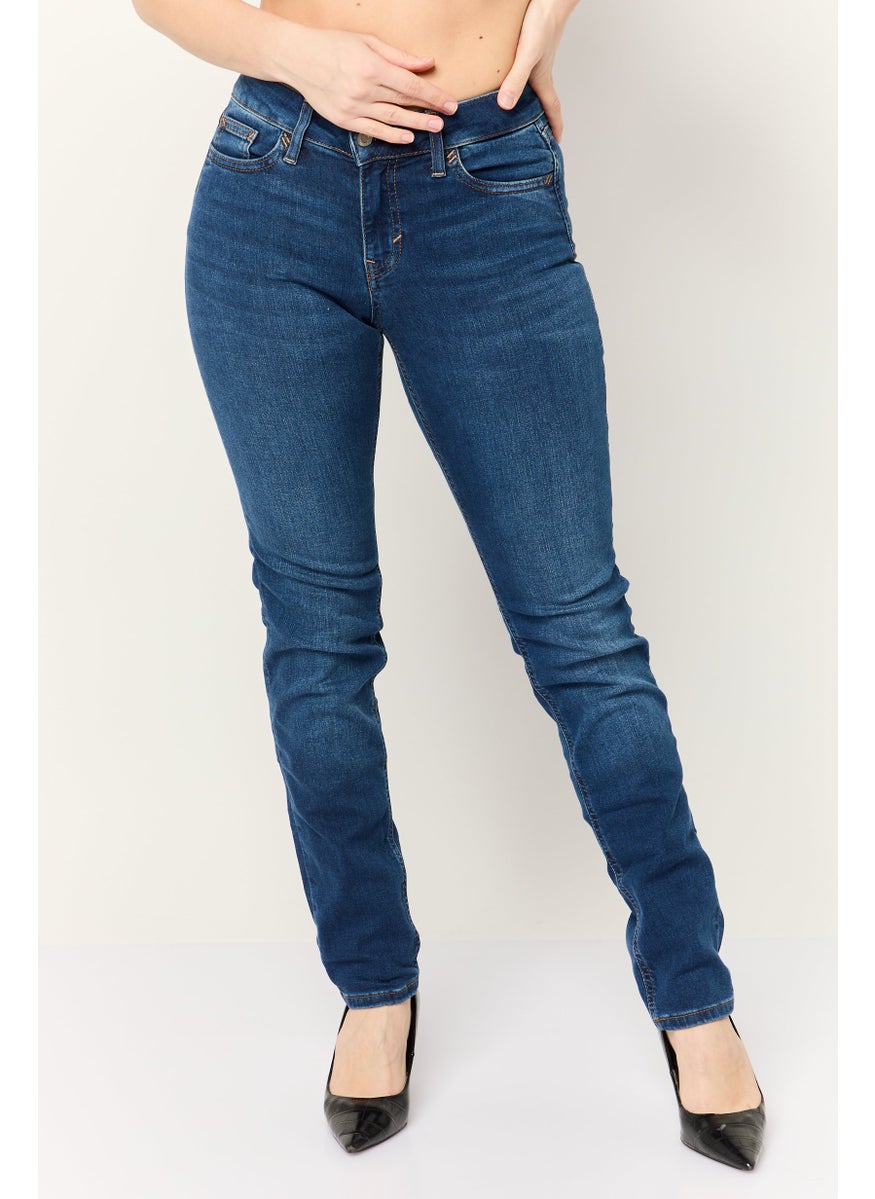 ESPRIT - Women Slim Fit Washed Stretchable Jeans, Blue - Image 1