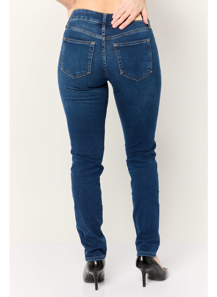 ESPRIT - Women Slim Fit Washed Stretchable Jeans, Blue - Image 1