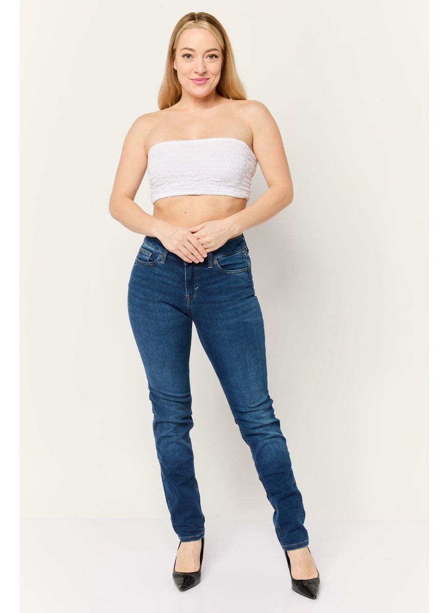 ESPRIT - Women Slim Fit Washed Stretchable Jeans, Blue - Image 1