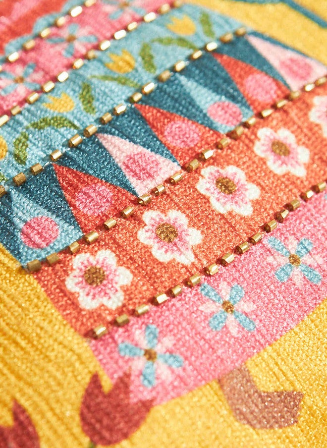 Chumbak Marigold Lady Troupe Cushion Cover 12"x20" - Image 5