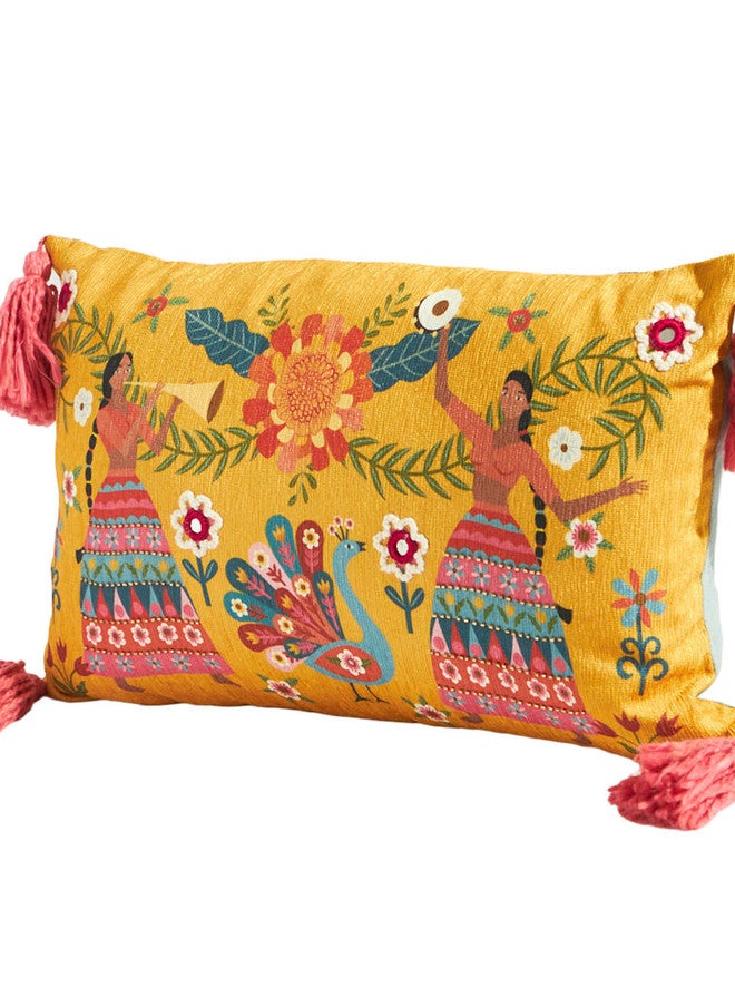 Chumbak Marigold Lady Troupe Cushion Cover 12"x20" - Image 3
