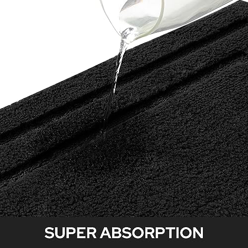 HOMEIDEAS Bathroom Rugs Sets 2 Piece, Super Soft and Absorbent Non Slip Microfiber Machine Washable Bath Mat Set (20" x 32" + 16" x 24", Black) - Image 3