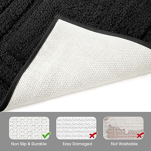 HOMEIDEAS Bathroom Rugs Sets 2 Piece, Super Soft and Absorbent Non Slip Microfiber Machine Washable Bath Mat Set (20" x 32" + 16" x 24", Black) - Image 4