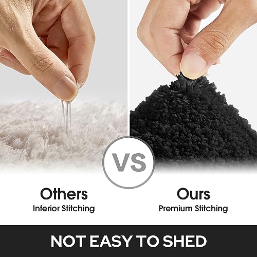 HOMEIDEAS Bathroom Rugs Sets 2 Piece, Super Soft and Absorbent Non Slip Microfiber Machine Washable Bath Mat Set (20" x 32" + 16" x 24", Black) - Image 5