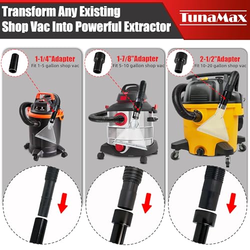 TunaMax Universal Work with All Vacs with 2-1/2" & 1-7/8" &1-1/4" Three Adapters Extractor Attachment for Upholstery & Carpet Cleaning & Auto Detailing - Image 2