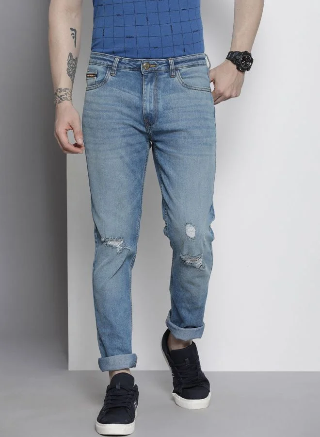 شركة المرآب الهندية Men Slim Fit Solid Mid-Rise Stretchable Jeans