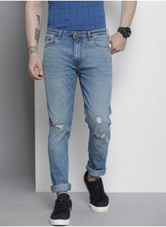 Men Slim Fit Solid Mid-Rise Stretchable Jeans