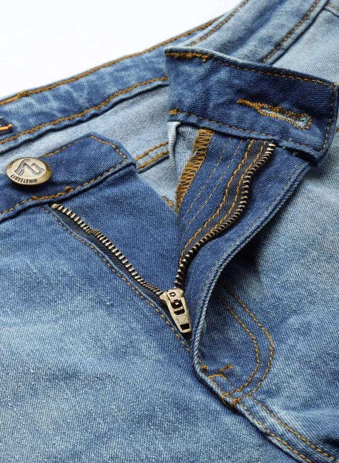 شركة المرآب الهندية Men Slim Fit Solid Mid-Rise Stretchable Jeans