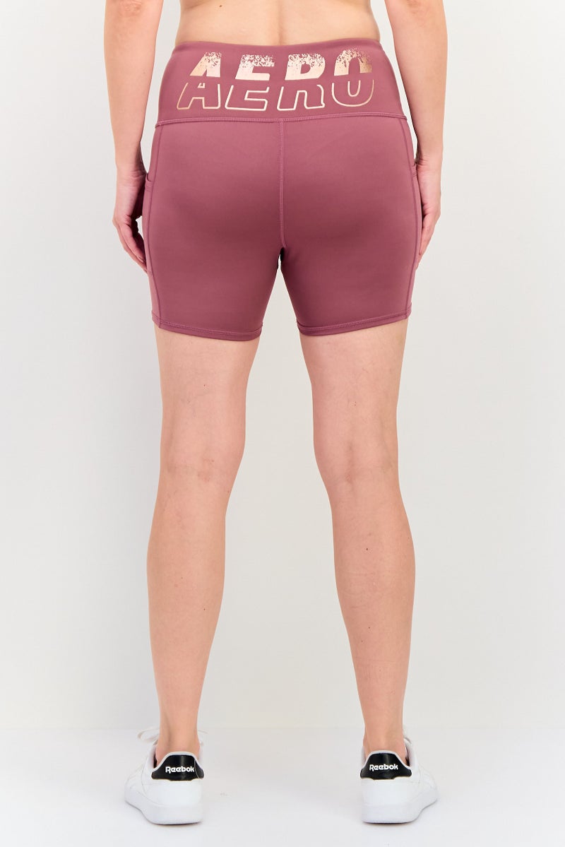 Aeropostale Women Sportswear Fit Training Shorts, Dark Mauve - Image 3
