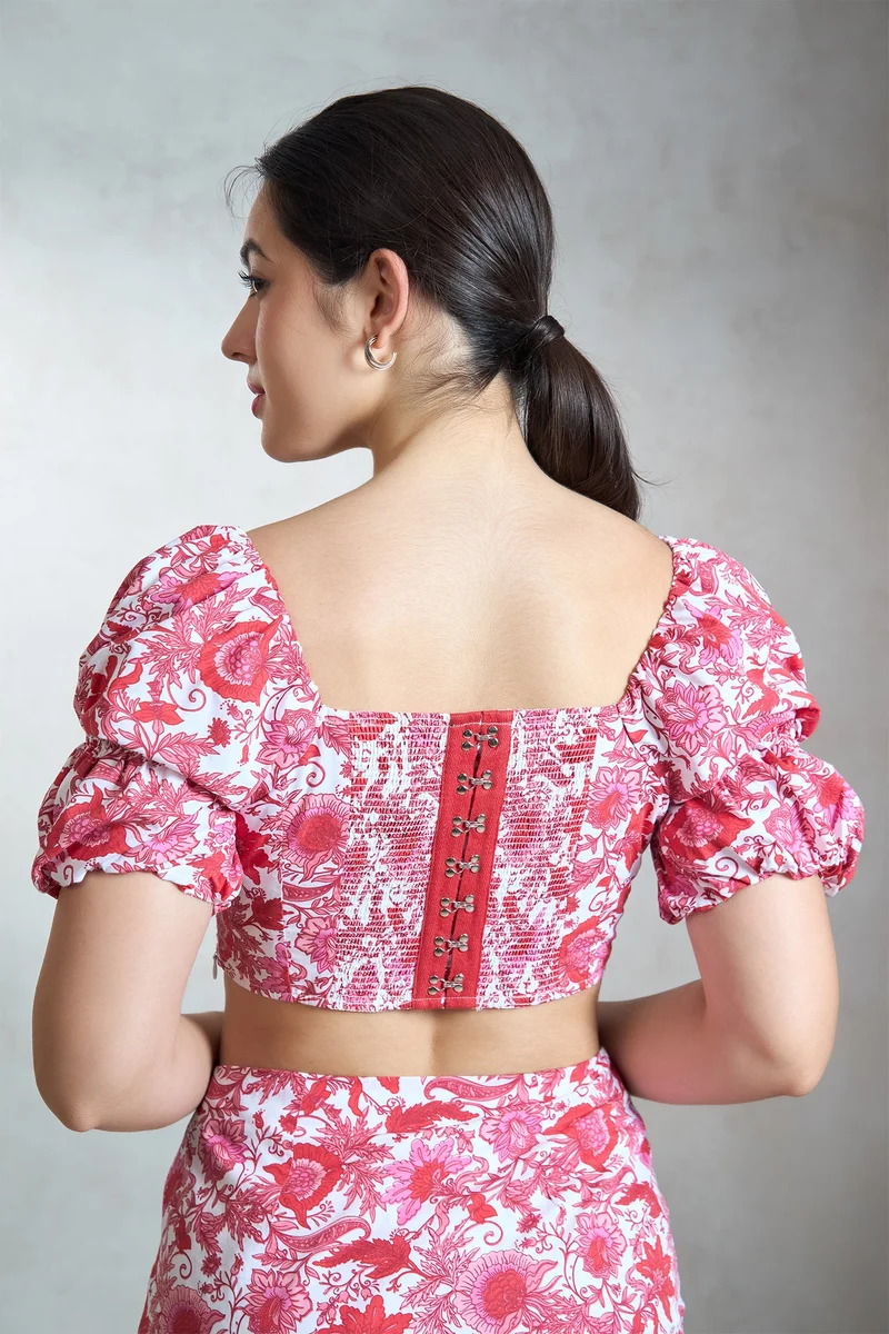 فيرجيو Cotton Floral Brunchwear Printed Corsets Tops for Women