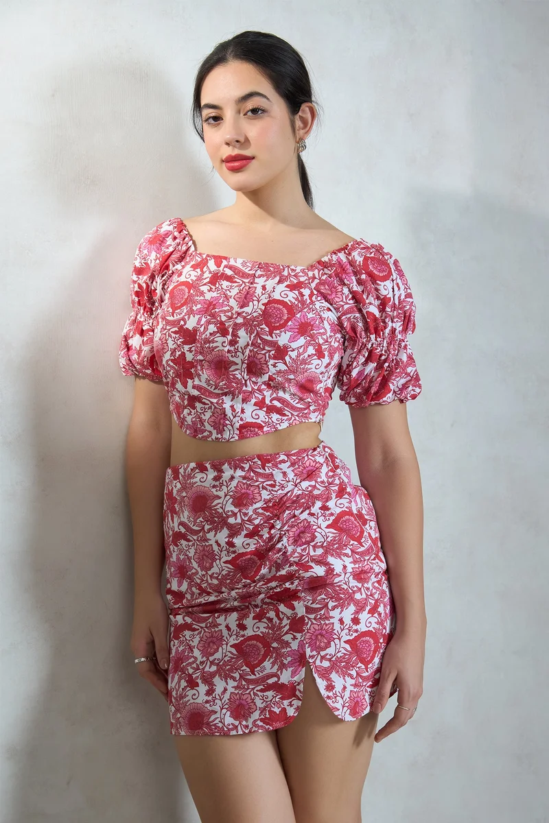 فيرجيو Cotton Floral Brunchwear Printed Corsets Tops for Women