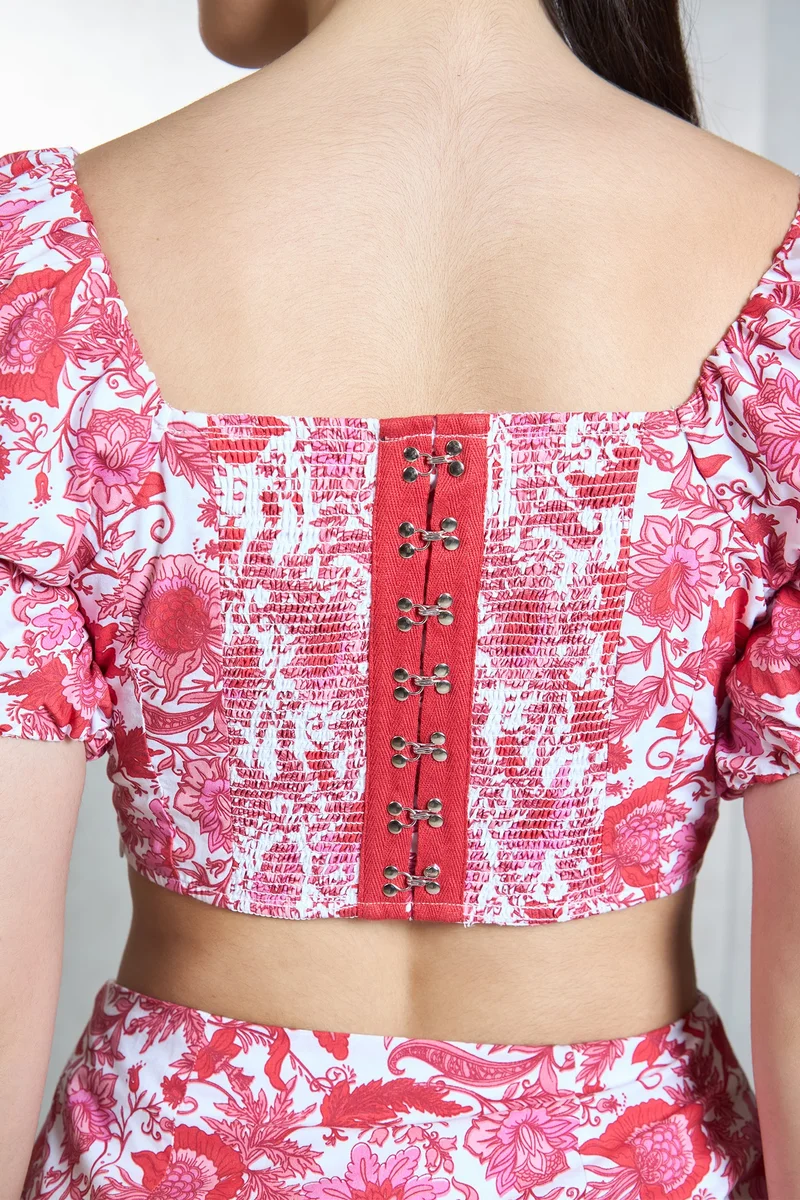 فيرجيو Cotton Floral Brunchwear Printed Corsets Tops for Women
