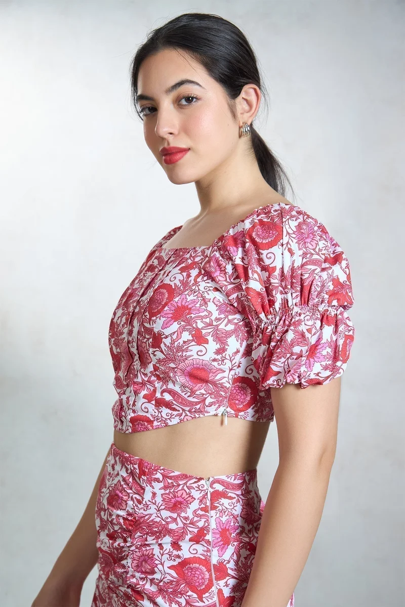 Virgio Cotton Floral Brunchwear Printed Corsets Tops for Women