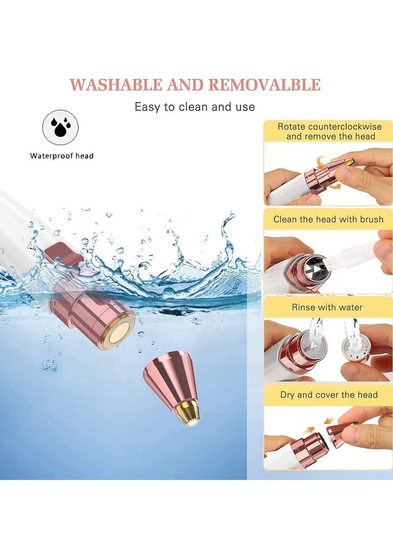 Arabest Facial Hair Remover for Women,Nose Hair Trimmer Rechargeable 2-1 Eyebrow Razor Portable Electric Shaver Painless Hair Remover Device for Face Nose Peach Fuzz Body Beard Lips Chin Female Hair Removal - Image 5