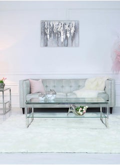 VANITY LIVING VANITY LIVING Coffee Table for Living Room, 2 Tier Modern Tempered Glass Tabletop with Lazzaro Chrome Sturdy Stainless Steel Frame, Centre Table for Dining Room  - Image 2