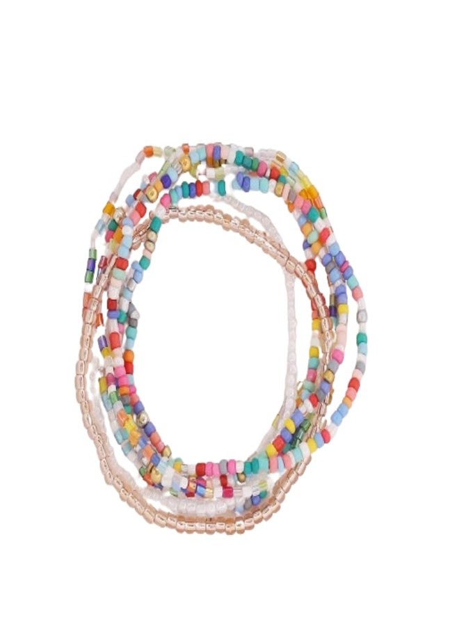 DATOA Bohemian Multilayer Seed Beads Bracelet Handmade Wrap Bracelets Beach Stretch Bangle Jewelry for Women-White - Image 1