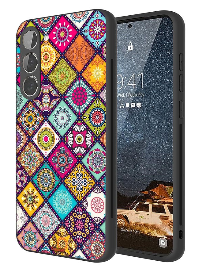Tolwak Samsung Galaxy S23 Plus 5G Protective Case Cover Mandala Squares Pattern - Image 1