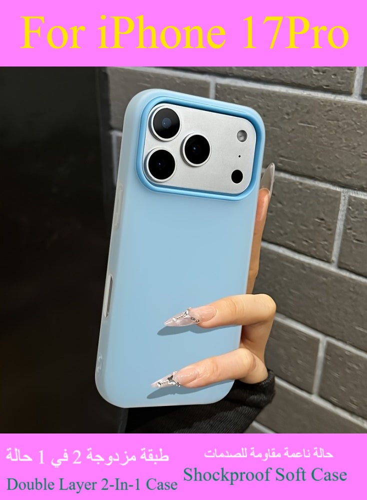 Dili Apple Blue iPhone CaseIPhone 17 Pro Luxury Matte Candy Color Phone Case iPhone Case Double Layer 2-In-1 Shockproof Soft Cover Gift for Woman and Man - Image 1