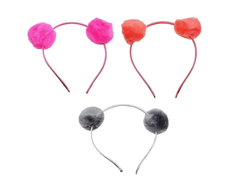 MANODHRUVA 12pcs Pom Pom Metal Hair Band For Girls, Multicolor - Image 3