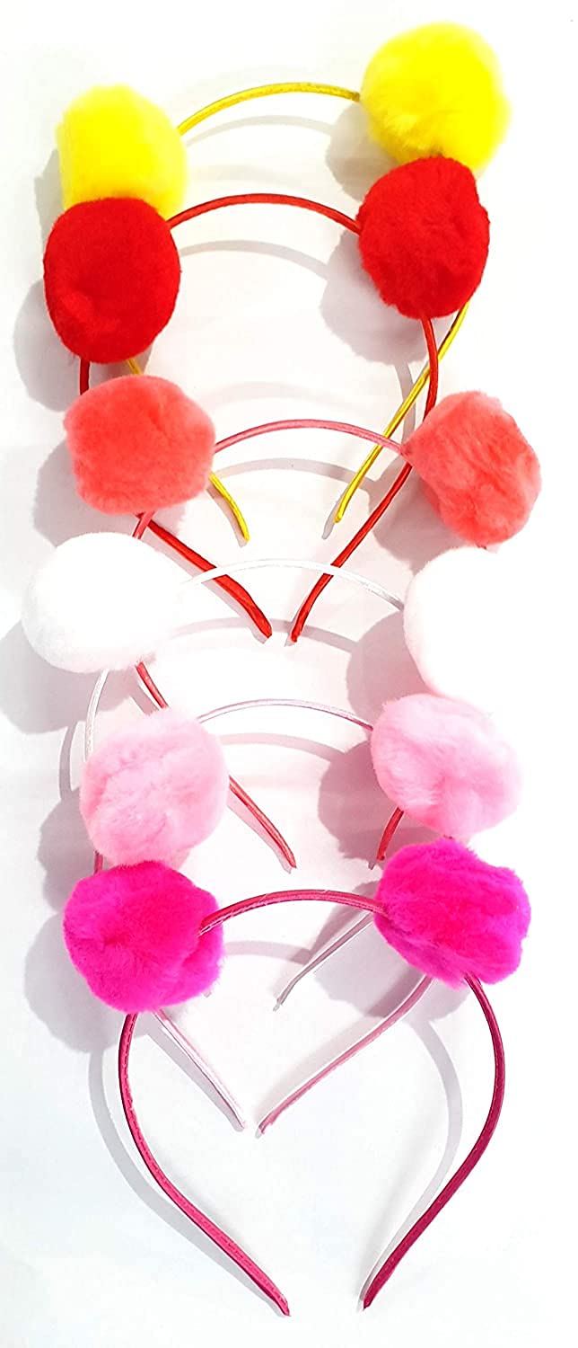 MANODHRUVA 12pcs Pom Pom Metal Hair Band For Girls, Multicolor - Image 5