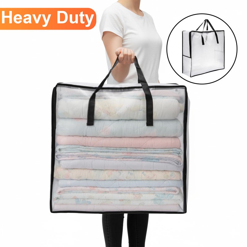 Fasmov 4 Pack Oversized Clear Storage Bag with Handles and Zippers, Vinyl Storage Bag for Comforter, Blanket, Bedding, Duvet, Transparent Moving Totes, Under the Bed Storage, Garage Organizer - Image 5