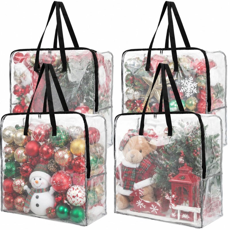 Fasmov 4 Pack Oversized Clear Storage Bag with Handles and Zippers, Vinyl Storage Bag for Comforter, Blanket, Bedding, Duvet, Transparent Moving Totes, Under the Bed Storage, Garage Organizer - Image 1