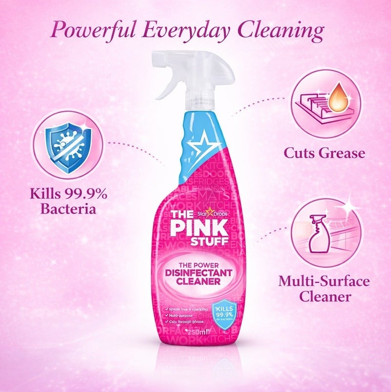 Stardrops The Pink Stuff Disinfectant Cleaner Spray 850ml Multi Purpose Antibacterial Surface Cleaner Kills 99.9% Germs Grease Remover Kitchen Bathroom - Image 2
