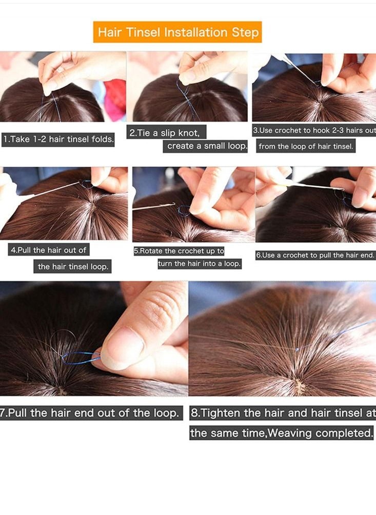 BLOOMING TIME 12 Colors 1800 Strands Hair Extension Tinsel Kit Glitter Hair Extensions for Women Girls Hair Accessories for Christmas New Year Halloween Cosplay Party  - Image 2