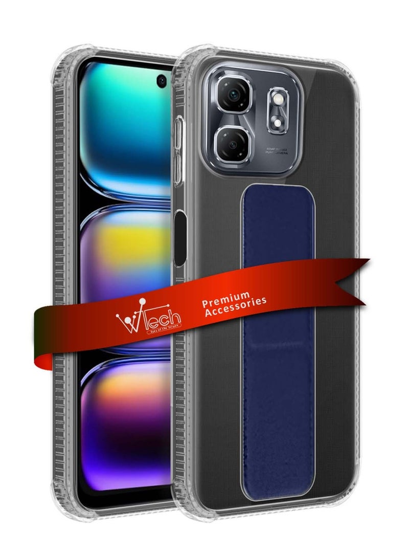 Wtech Infinix Hot 50i / Smart 9 4G 2024 TPU Hand Grip Air Pillow Case Cover - Clear/Navy Blue - Image 1