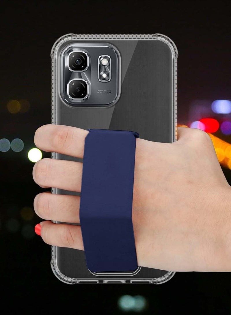 Wtech Infinix Hot 50i / Smart 9 4G 2024 TPU Hand Grip Air Pillow Case Cover - Clear/Navy Blue - Image 3