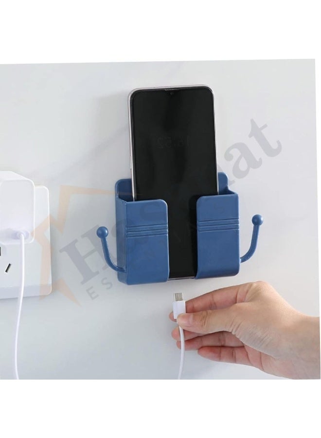Hasanat Essentials Wall Mounted Phone Holder â€“ Remote Control & Mobile Charging Organizer Box, 2 Pcs (Random Color) - Image 2