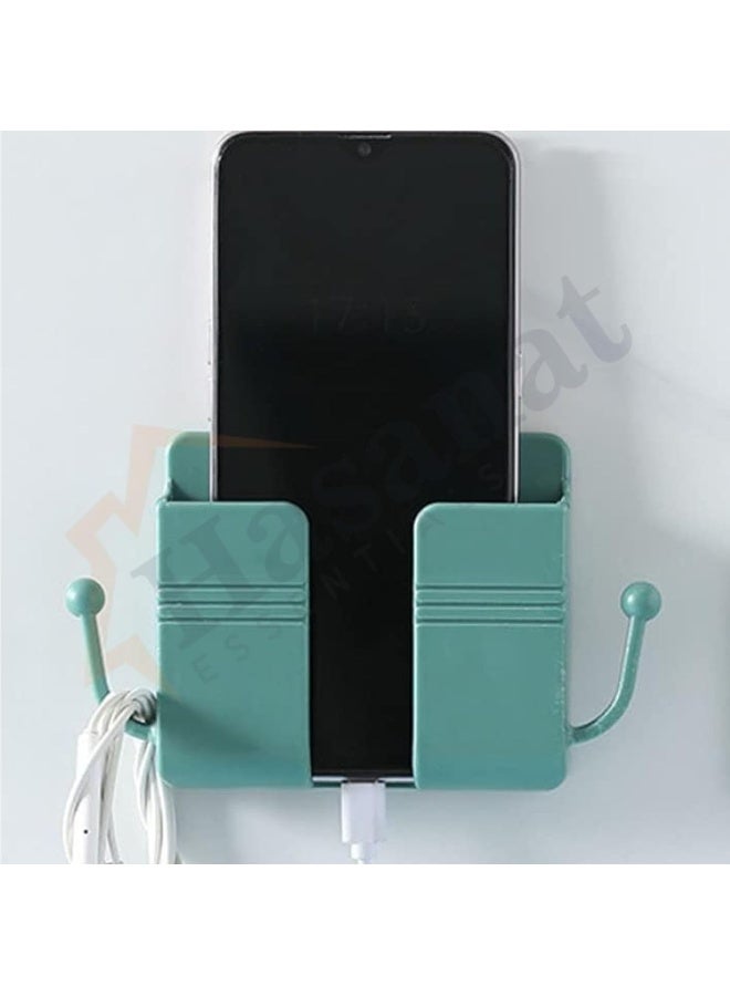 Hasanat Essentials Wall Mounted Phone Holder â€“ Remote Control & Mobile Charging Organizer Box, 2 Pcs (Random Color) - Image 4