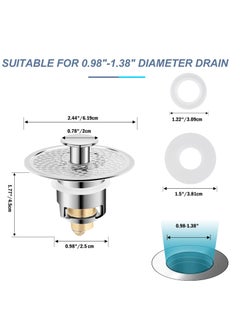 Excefore Pop Up Sink Plug, Universal Bathroom Sink Stopper, Anti Clogging Sink Drain Filter with Hair Catcher Pop-up Drain Filter for 0.98-1.38 Inch, Replacement Drain Plug for Bathroom Kitchen Bidets  - Image 3