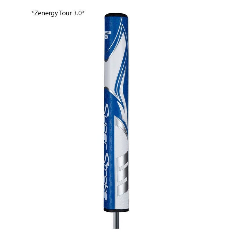 Super Stroke SuperStroke Zenergy Tour 3.0 Golf Putter Grip with No Taper Enhanced SPYNE Technology, New Multi-Zone Texturing and Tech-Port, Blue/White - Image 3