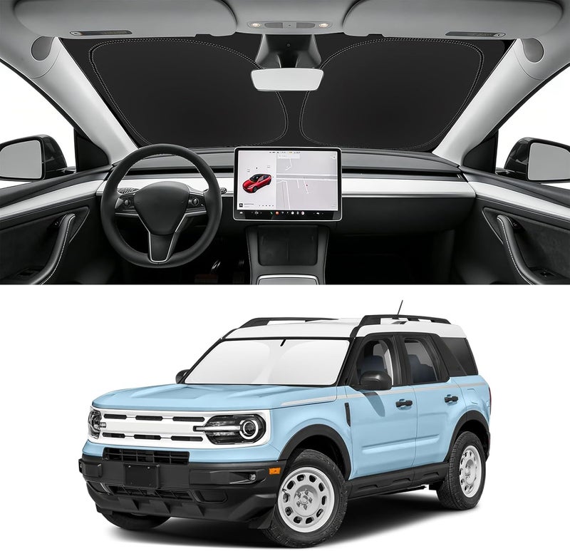 SLOGENTO Custom Fit Windshield Sun Shade for Ford Bronco Sport 2021-2026, Blocks UV & Heat, Front Window Sunshade Accessories, Easy Fold & Store Keep Your Car Cooler - Image 1