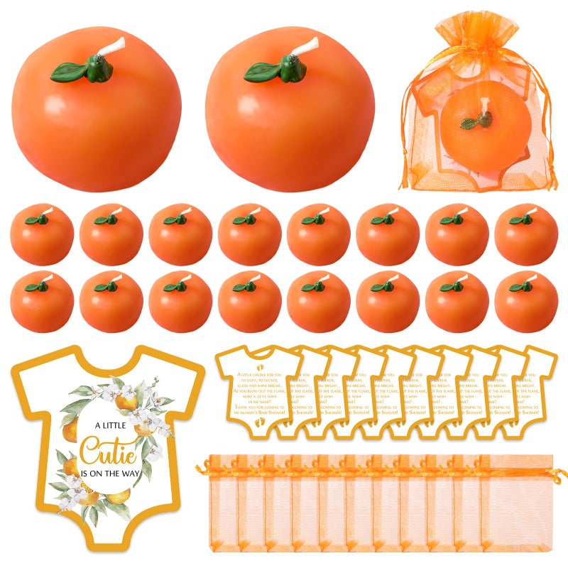Mtlee 50 Sets Little Cute Baby Shower Baby Shower Orange Candles Favors for Guests a Little Cutie is on The Way Card and Bags for Party Gender Reveal Gifts (Orange) - Image 1