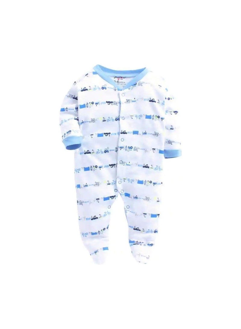 VADMANS Vadmans New Born Baby Multi-Color Long Sleeve Cotton Sleep Suit Romper for Boys and Girls Set of 3 (Soft Blue, 6-9 Months)  - Image 2