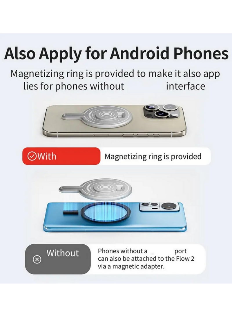 For Insta360 Flow 2 Pro Magnetic Module Quick Release Aluminum Alloy Adapter for Handheld Stabilizer Lightweight Strong Magnet 42mm Gray  - Image 3