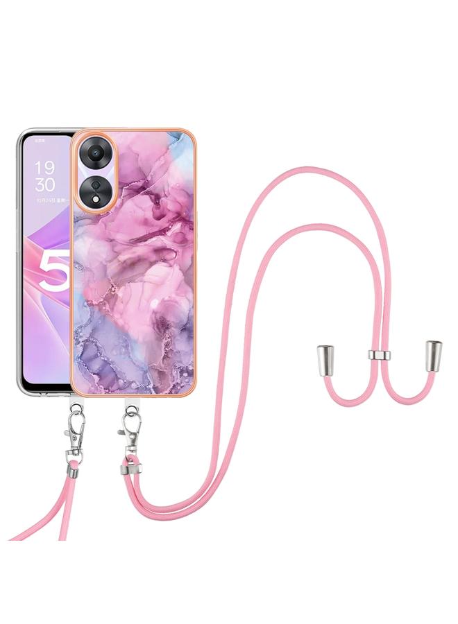 S-TOP Case For OPPO A78 / A58 Electroplating Marble Dual-side IMD Phone Case with Lanyard - Image 1