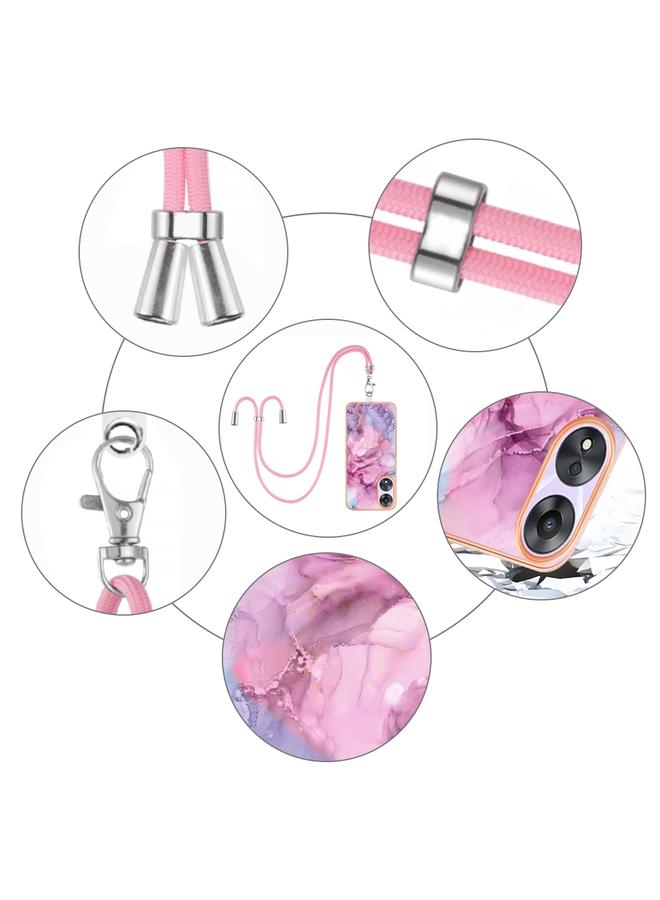 S-TOP Case For OPPO A78 / A58 Electroplating Marble Dual-side IMD Phone Case with Lanyard - Image 3